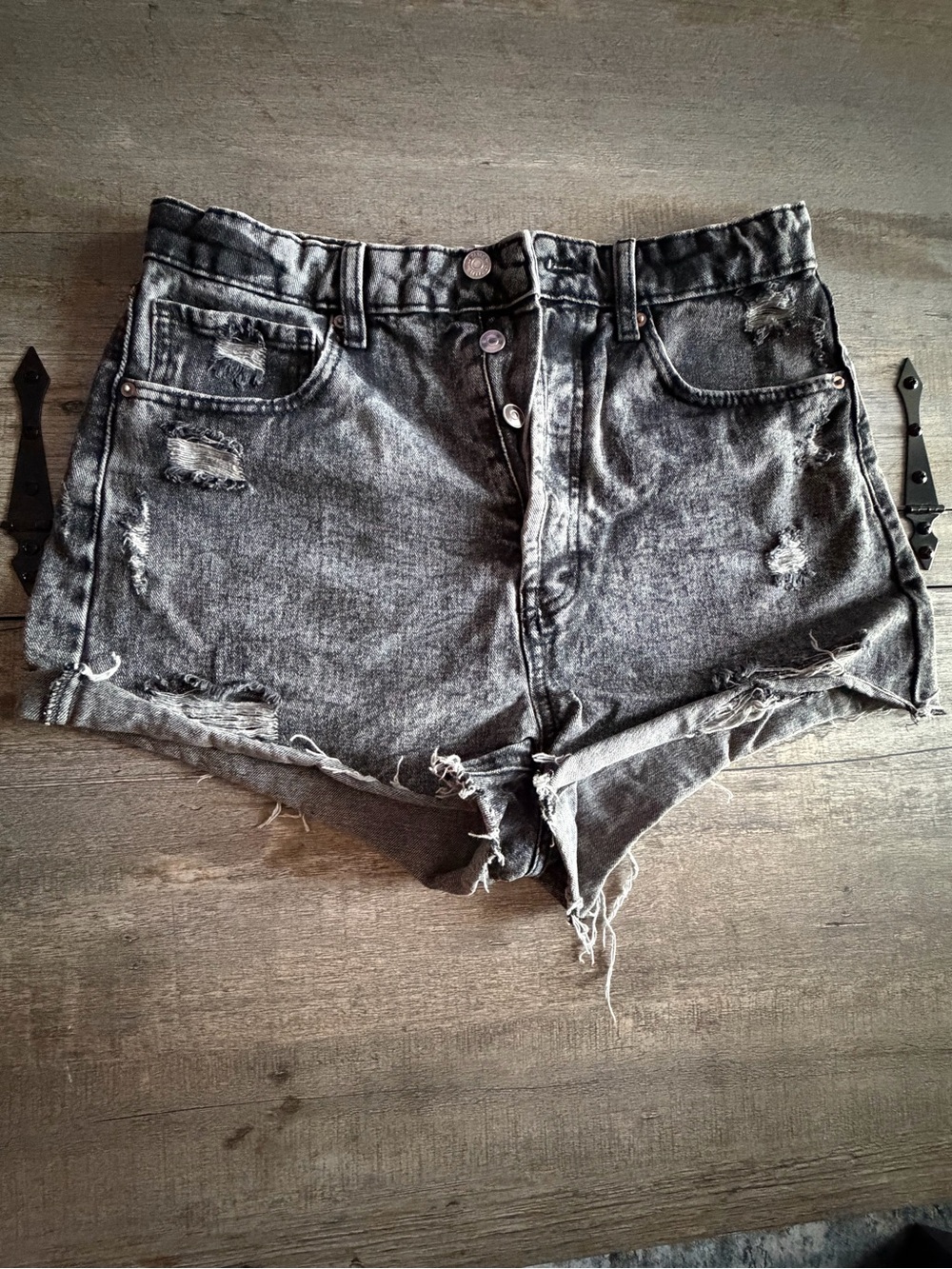 wild fable Distressed Black Wash High-Rise Jean Shorts